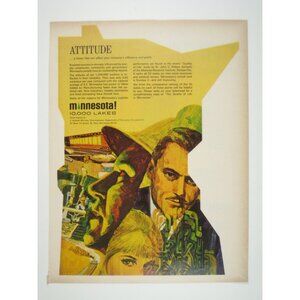 1968 Vintage Attitude Minnesota Print Ad 10,000 Lakes Train Industry